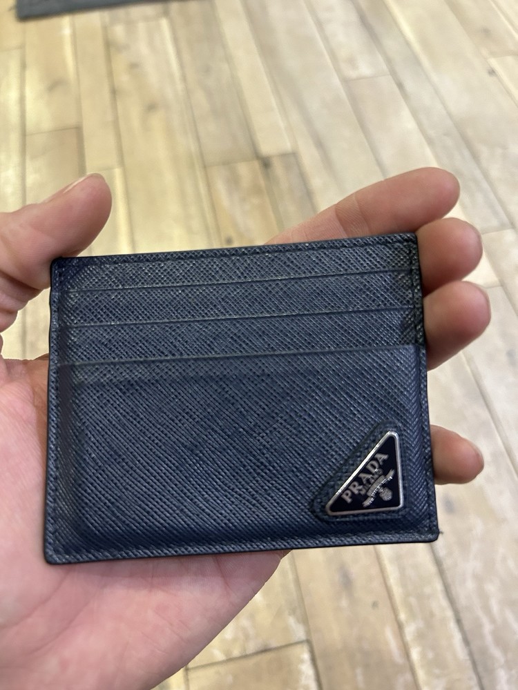 PRADA Saffiano Leather Bifold Wallet in Navy Blue
