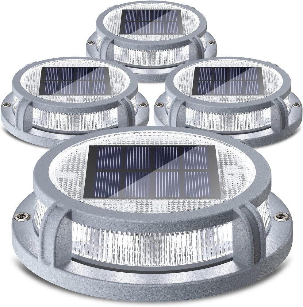 Solar Deck Lights Outdoor 16 LED 2 Modes Waterproof Solar Powered Pathway Markers