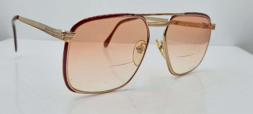 Vintage Sicon Gold Burgundy Pilot Metal Sunglass Frames Only