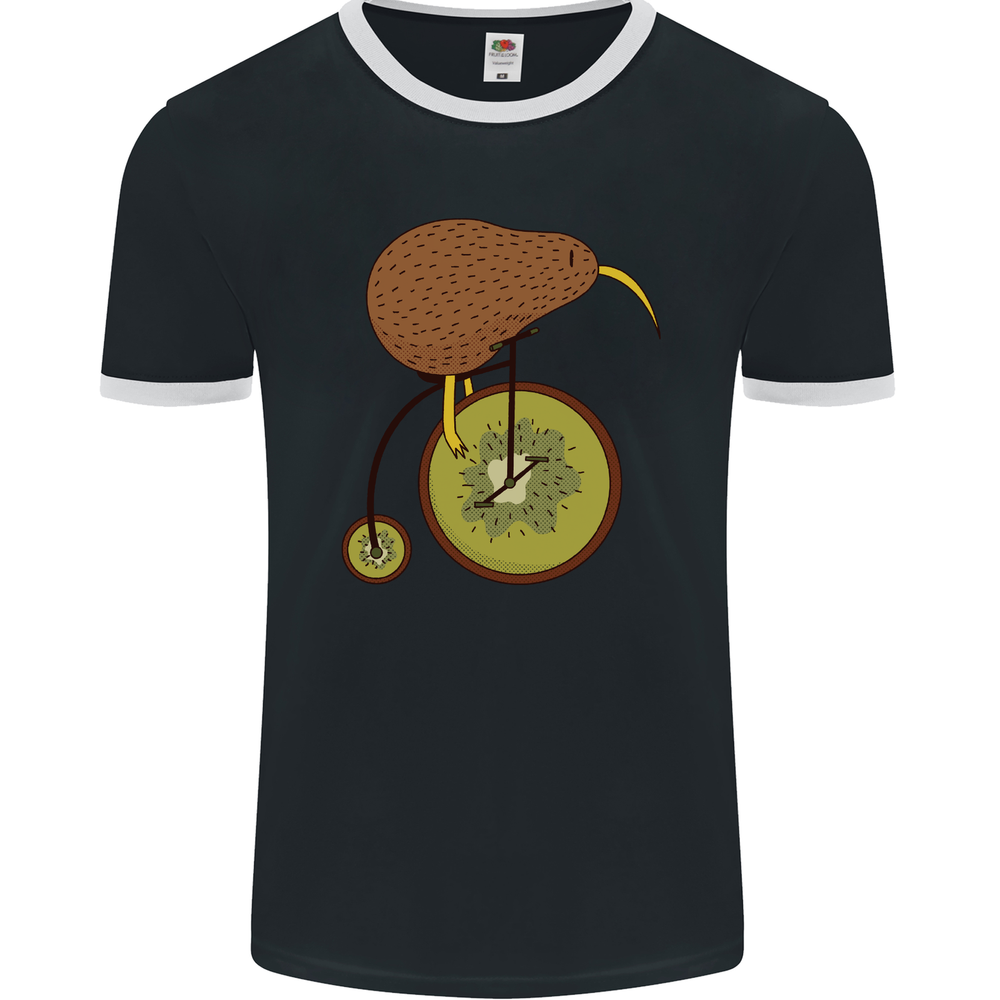Funny Kiwi Cycling Ringer T-Shirt for Men by FotL