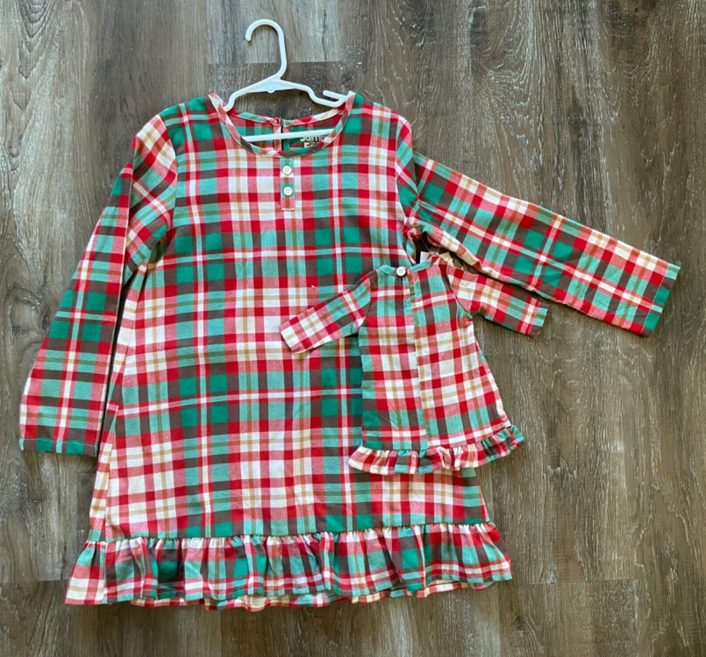 JAMMIES FOR YOUR FAMILIES nwt flannel nightgown & doll gown set~girl's size 6 6X