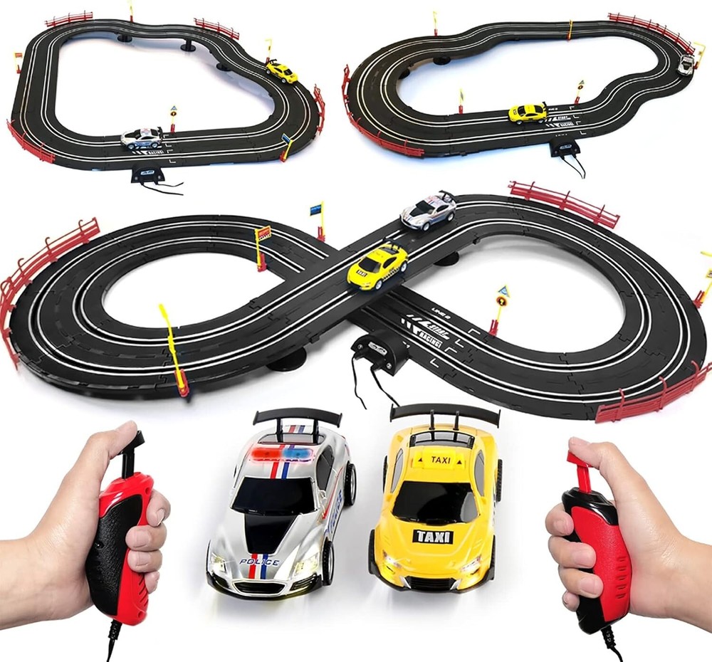Electric High-Speed Slot Car Race Track Sets ,1:43 Scale Dual Race Track with 2