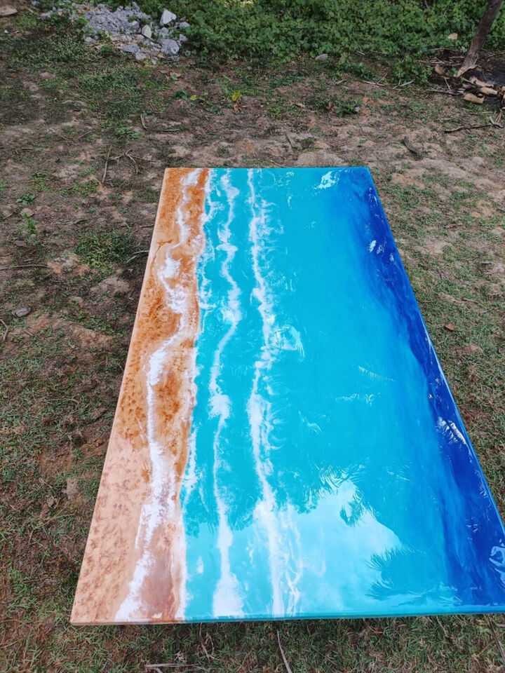 Ocean Beach Rectangular Table for Conference Room Wood Countertop Decor