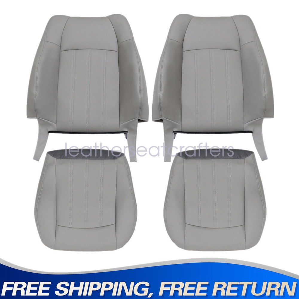 For 2005-2010 Chrysler 300C Front Top & Bottom Seat Cover Leather Light Gray