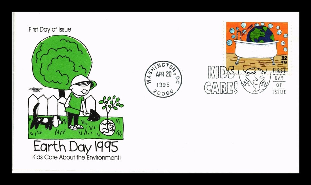 DR JIM STAMPS US COVER EARTH DAY KIDS CARE ABOUT ENVIRONMENT FDC ARTMASTER