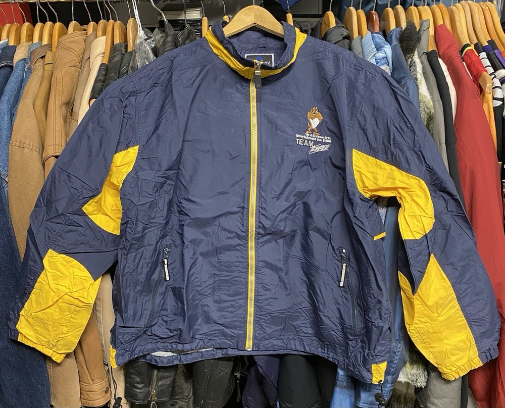 Vintage Warner Bros Blue and Yellow Windbreaker Jacket XL Pre-Owned