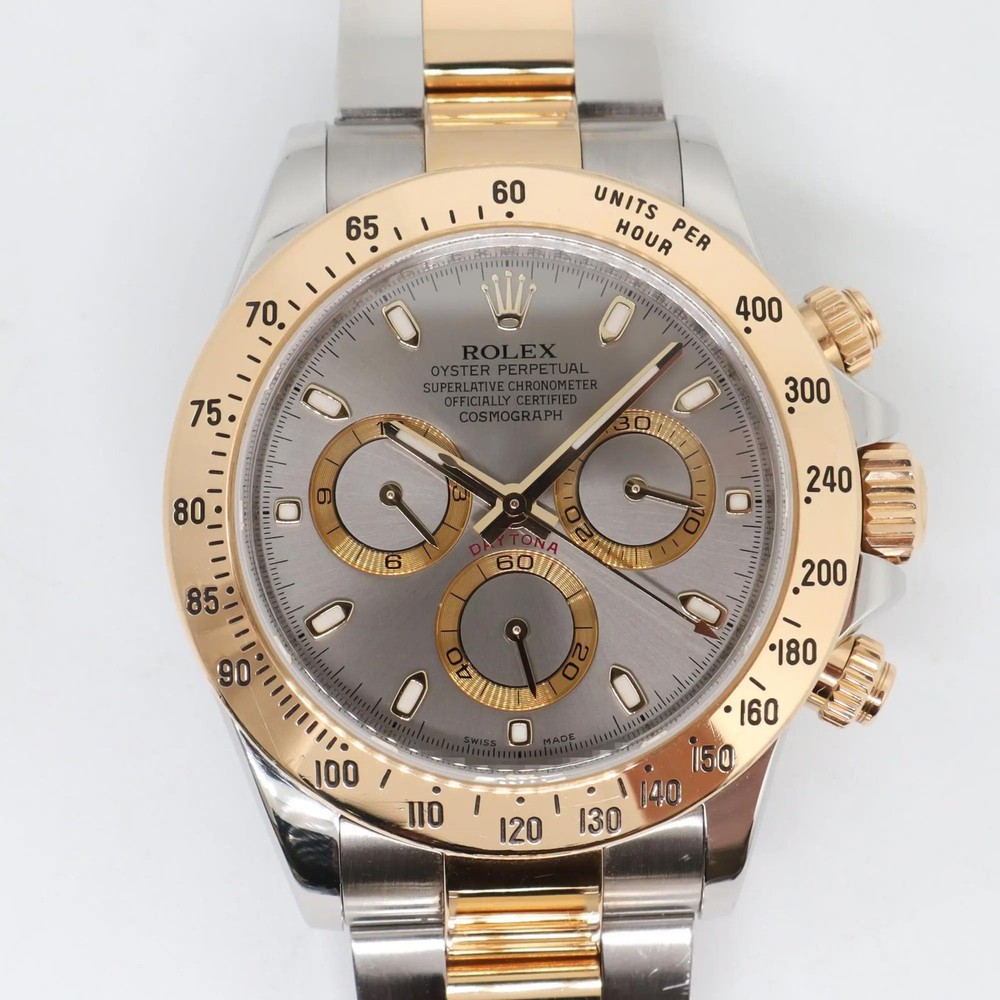 2000s Rolex Daytona 116523 40mm Steel & 18K Yellow Gold Gray Stick Dial Watch