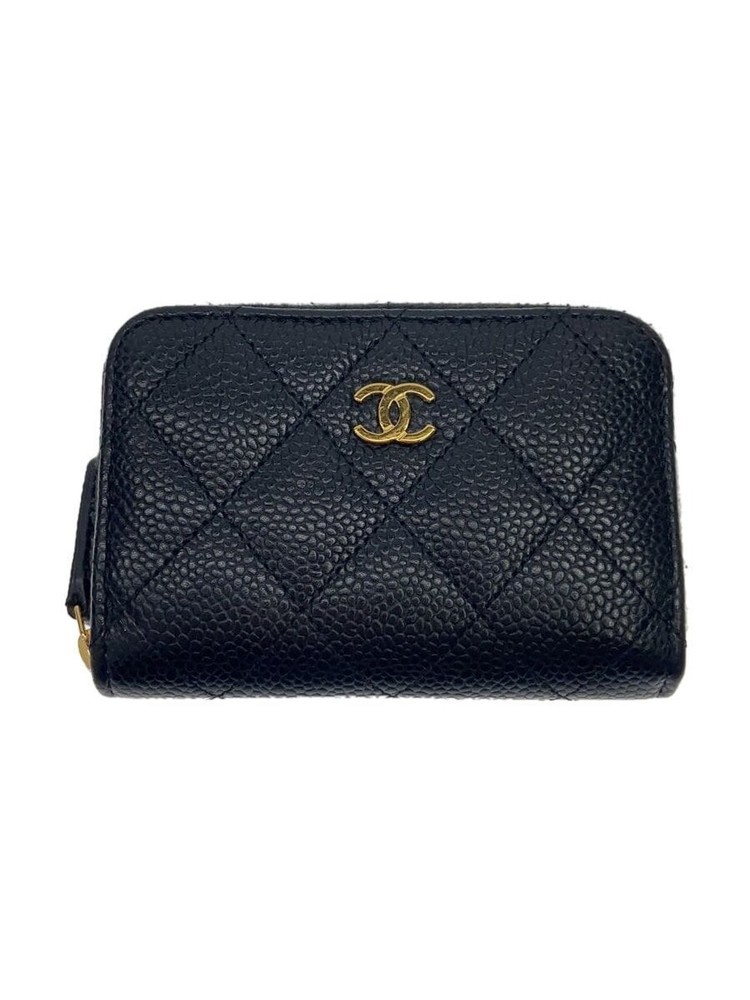 Authentic CHANEL Matelassé Caviar Black Card Holder Coin Purse AP0216 Pre-Owned