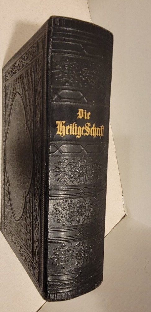 1800s Holy Bible Dr Martin Luther Leather Embossed with Maps