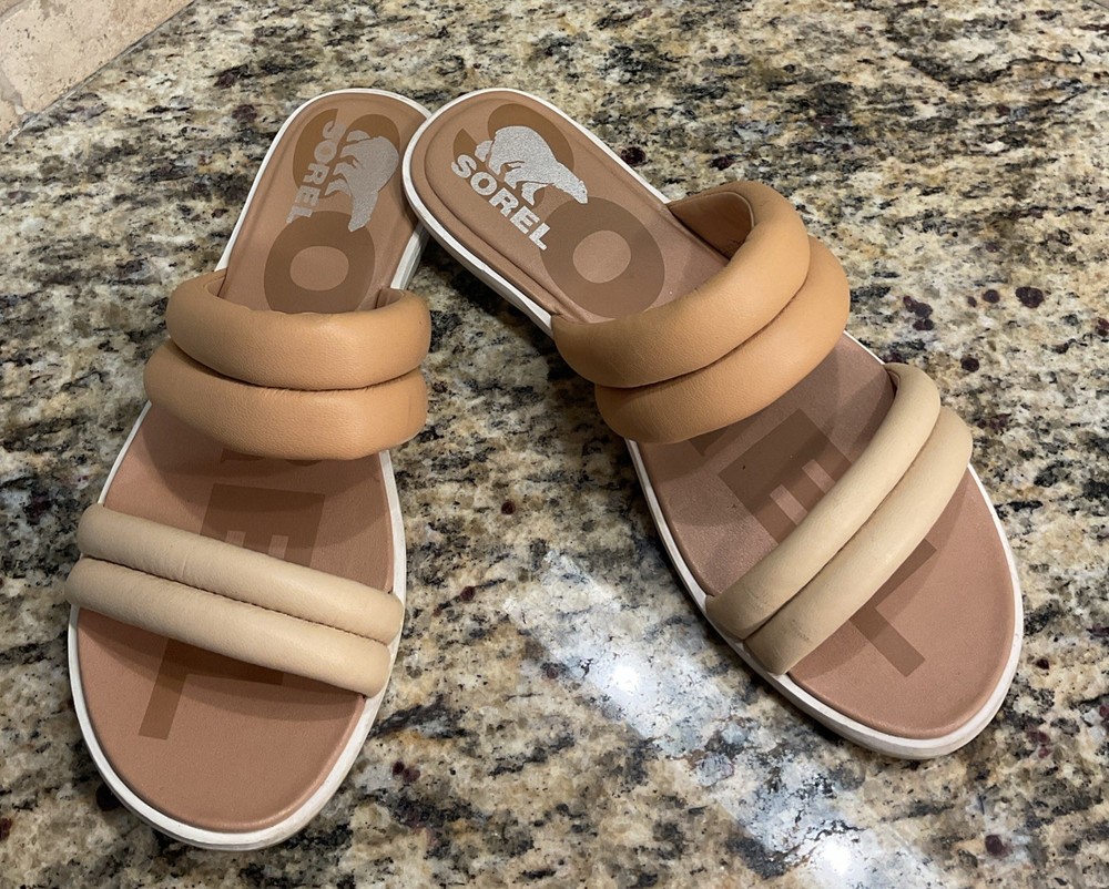 Sorel Ella Womens Size 8.5 Beige Slip-On Sandals