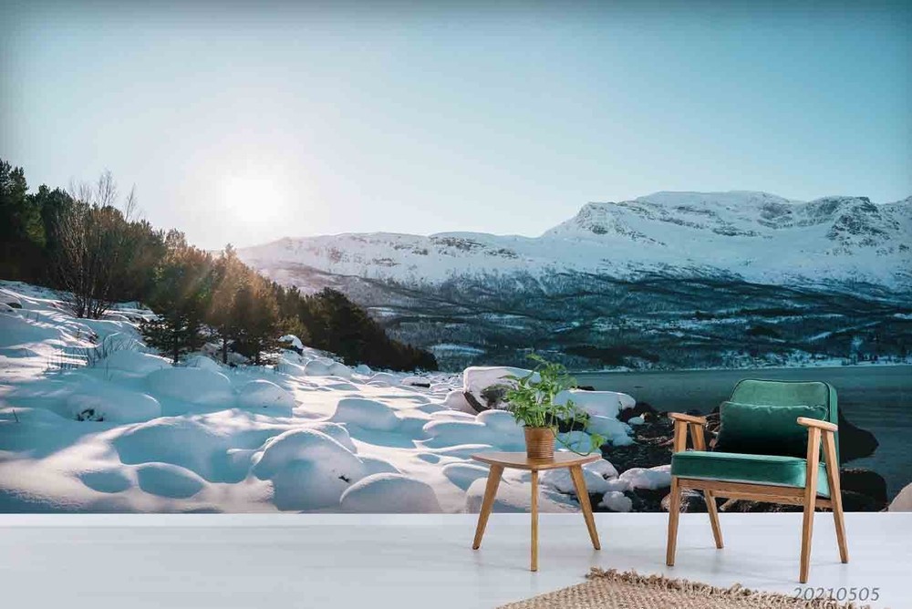 3D Mountain Forest Winter Landscape Wall Murals Wallpaper Murals Wall Sticker 3