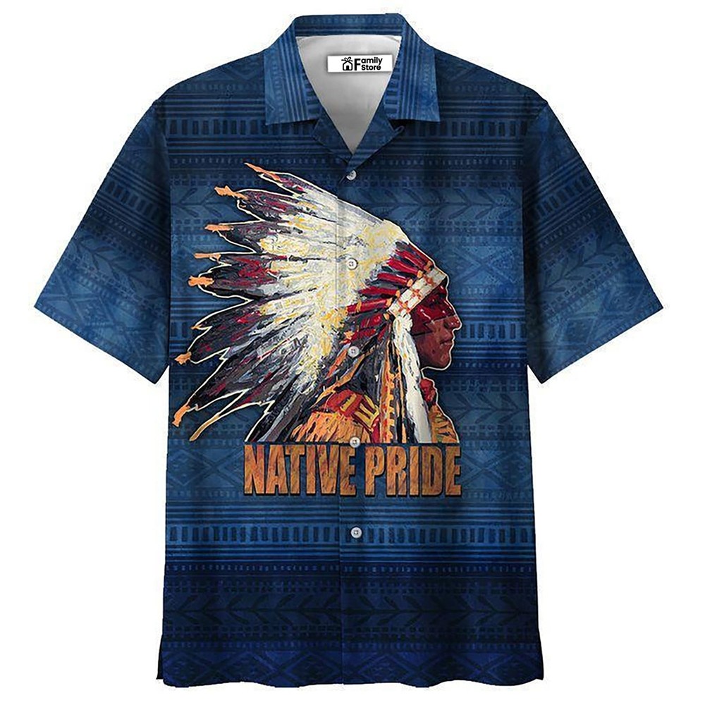 Native Pride Style Love Peace Blue   Hawaiian Shir