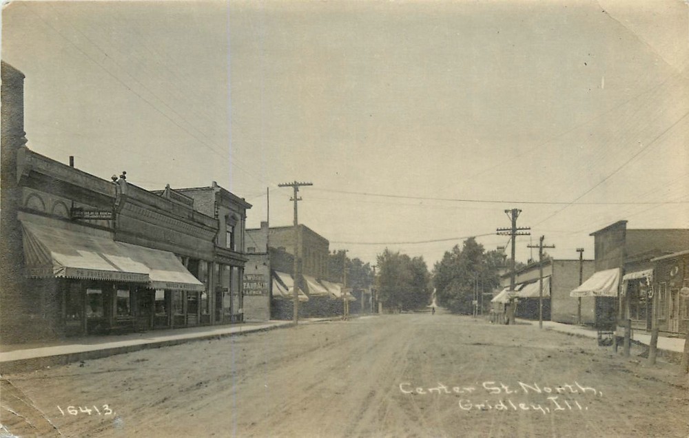 1913 Gridley Illinois Childs Center Street North #16413 RPPC Postcard 25-10055