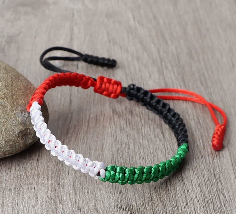 Palestinian Flag Color Briaded Bracelet Women Men Woven Thread Robe Adjustable