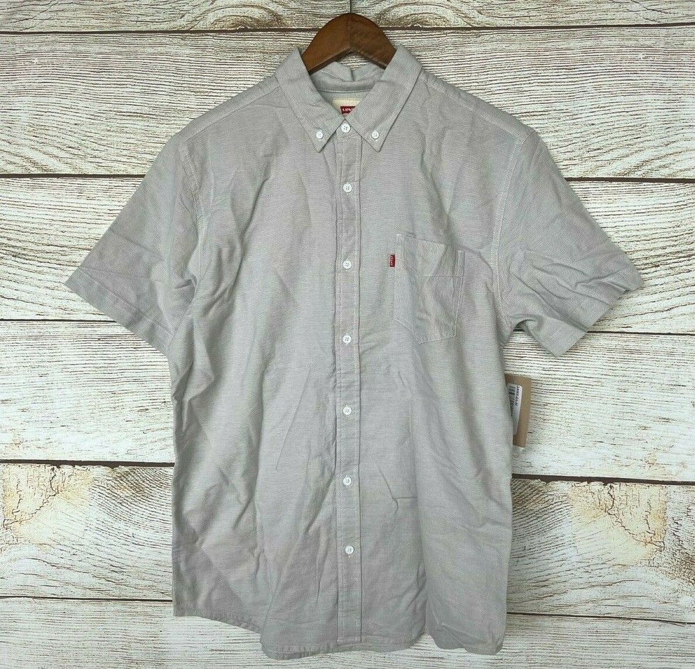 Levi's Shirt Mens Size Small Grey Textured Rowley Lightweight Button Down New