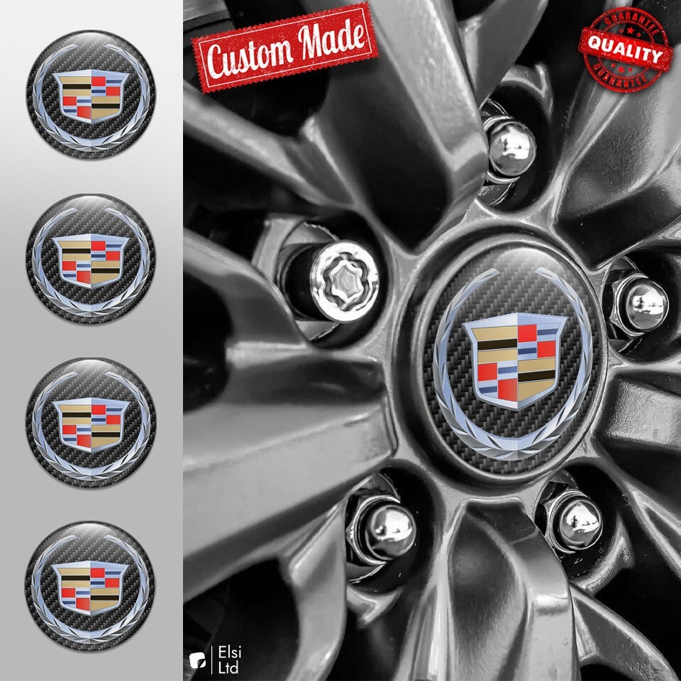 Cadillac Wheel Cap Decals | 4-Piece Custom Rim Emblem Set