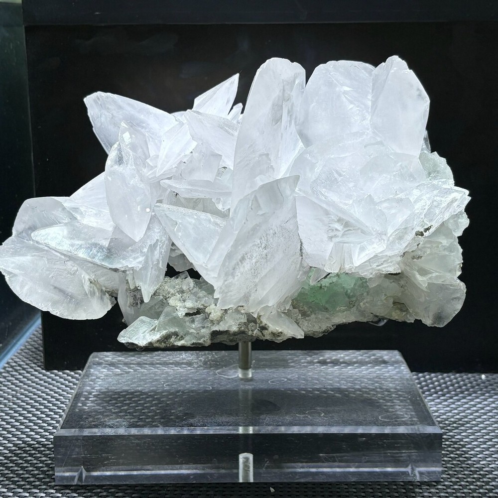 11.66LB Rare Natural Calcite + Fluorite Quartz Crystal Mineral Specimen +stand