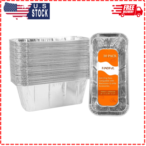 30-Pack Blackstone Griddle Drip Pan Liners – Disposable Aluminum Foil Trays