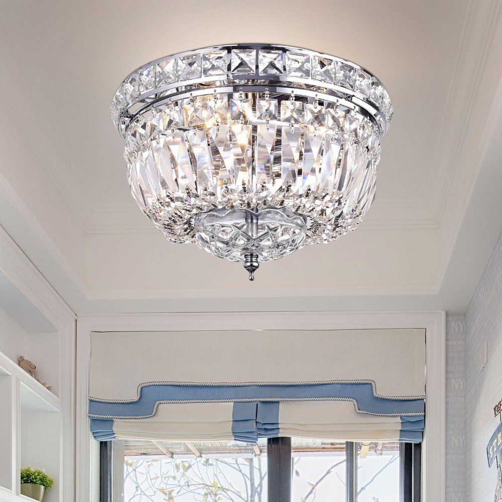 Landek Chrome 10-inch Crystal Ceiling Lamp Clear