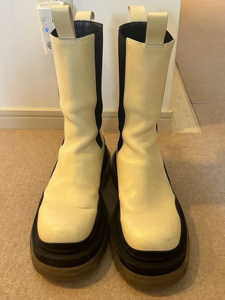 Men's Bottega Veneta Side Gore Boots White Black Thick Sole Limited Edition Size 40 US 9
