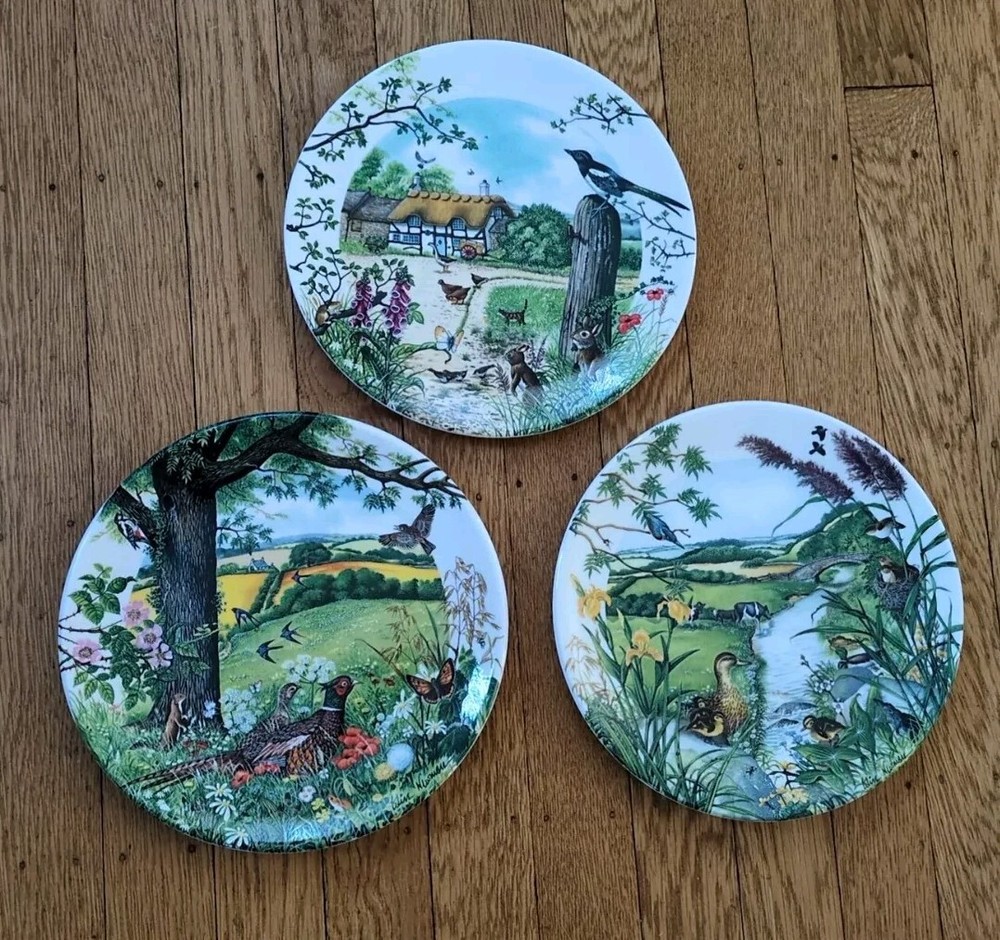 Wedgwood Spring Bird Country Cottage Plates by Colin Newman