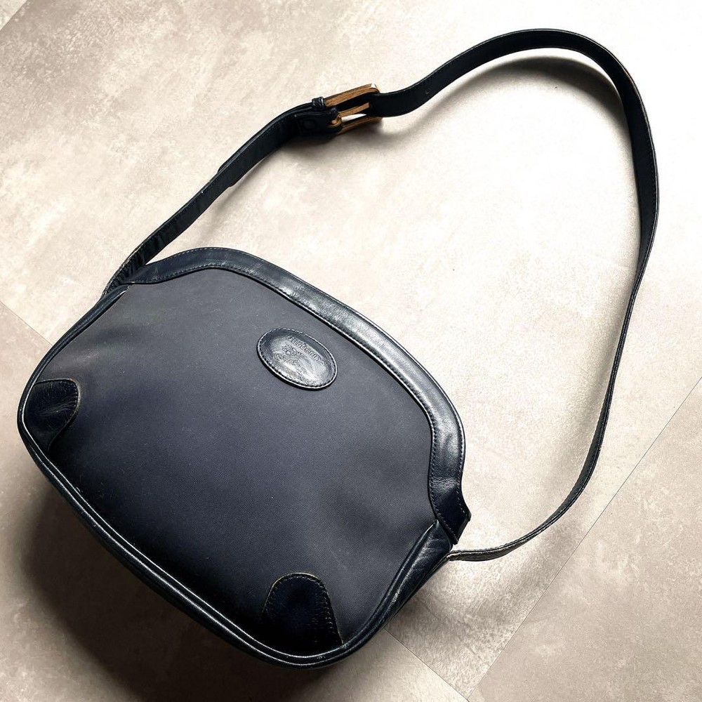 Burberry Shoulder Bag Nova Check Leather Navy Authentic F1204244