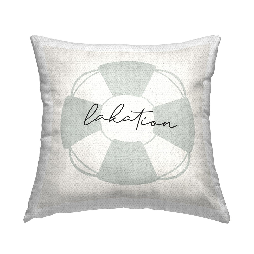 Lakation Grey Outdoor Printed Pillow Life Buoy Design 18×18 Inch