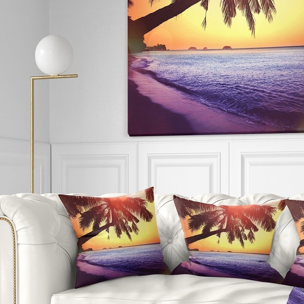 Designart 'Beach with Silhouettes of Palms' Seashore Throw