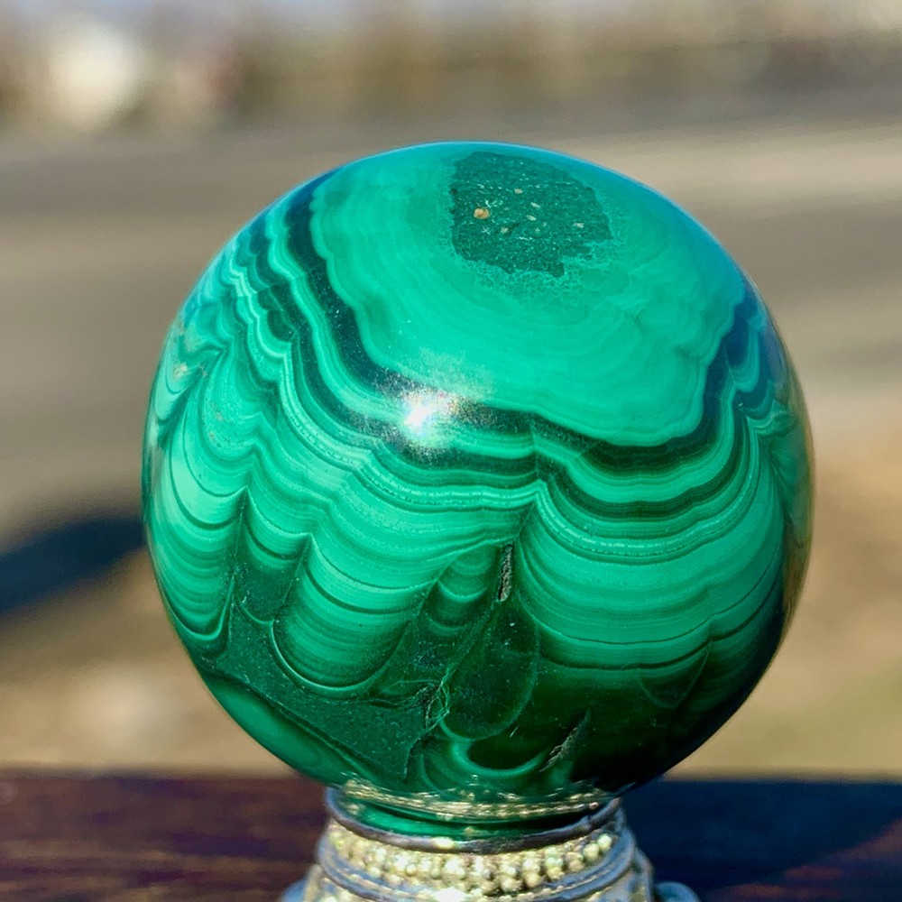 33G Natural glossy Malachite ball transparent cluster rough mineral sample