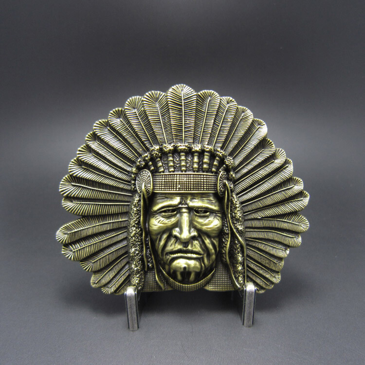 Bronze Indian Chief Head Western Indian Metal Fashion Belt Buckle
