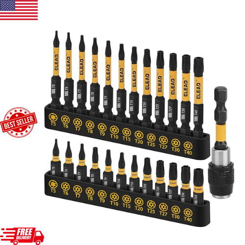 25-Piece Tamper Proof Torx Bit Set T4 to T40 Security Bits