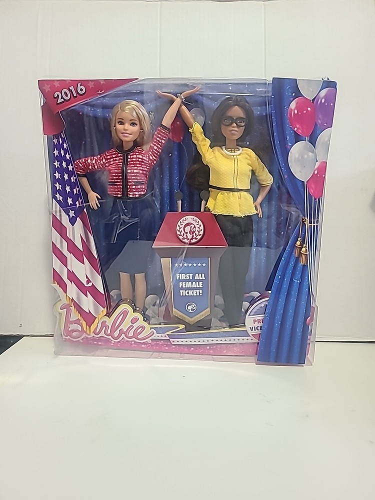 2016 Barbie President & Vice President Dolls 2 Pack Retired New Imperfect Box