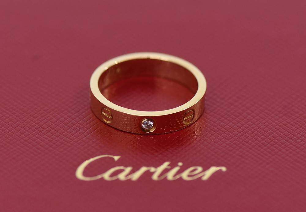 Cartier Diamond SM 18K Yellow Gold Love Ring Size 54