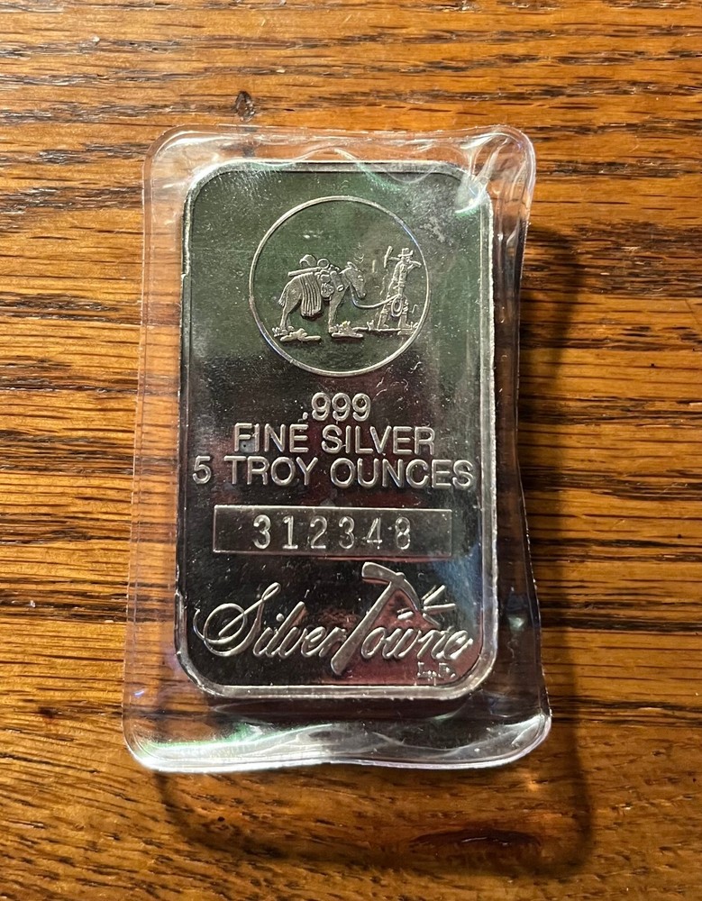 5 oz. SilverTowne Prospector Design Silver Serialized Bar in Capsule