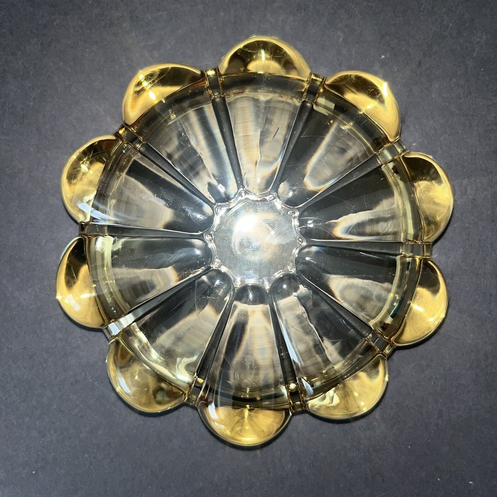 Vintage Nesting Glass Flower Ashtray Orange Trinket Dish Soap Sponge Holder 5 In