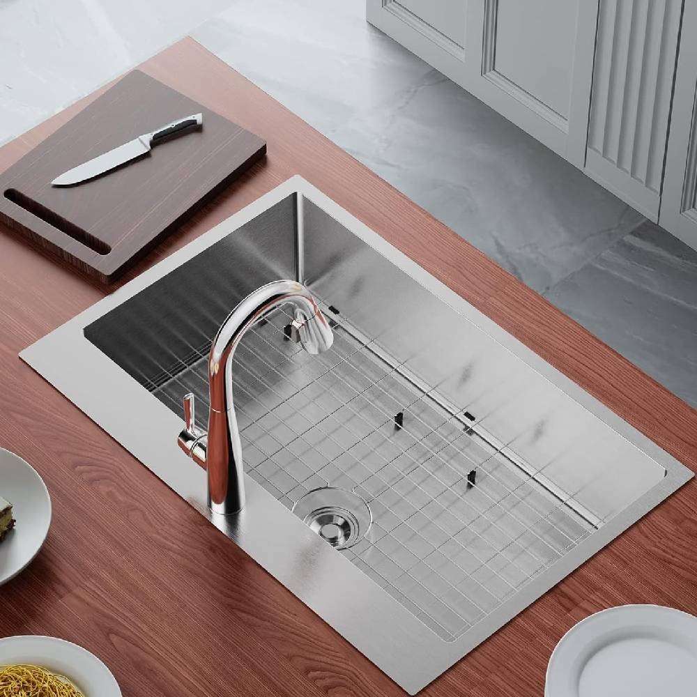 30 Inch Stainless Steel Top Mount Single Bowl Kitchen Sink Deep Basin