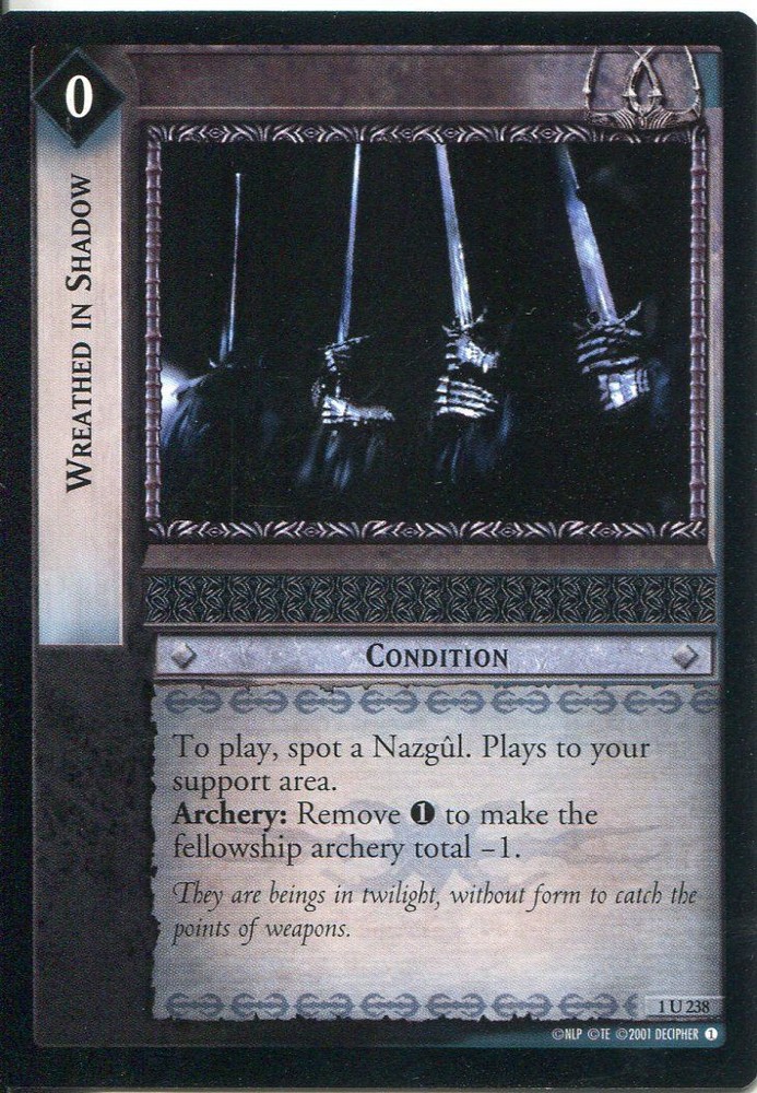 Lord Of The Rings CCG FotR Card 1.U238 Wreathed In Shadow