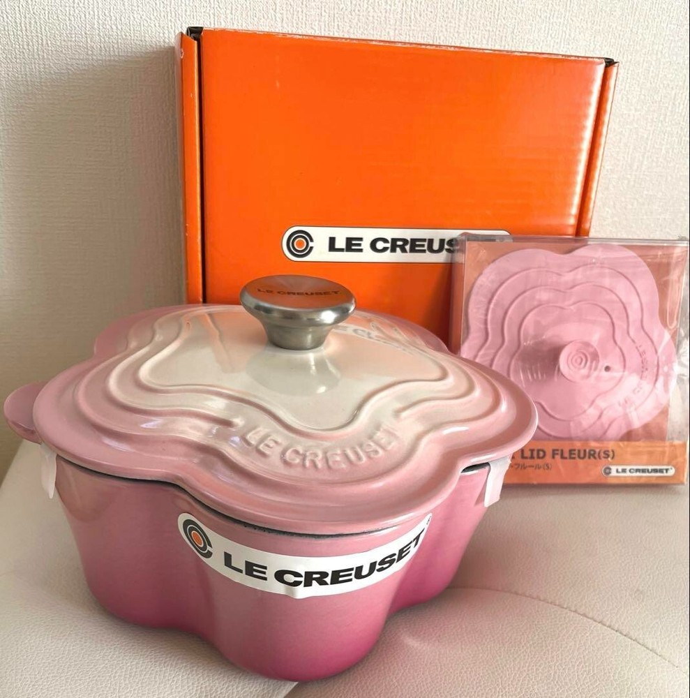 LE Creuset Pink Fleur Bouquet Cocotte Multi-Lid Set of 2 Limited Edition