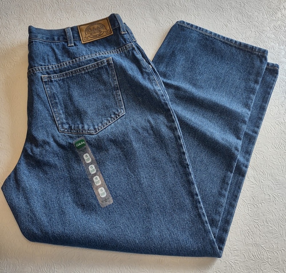 Cabelas Jeans Womens 18 Short 40x30 Blue Denim Straight Leg Medium Wash Work New
