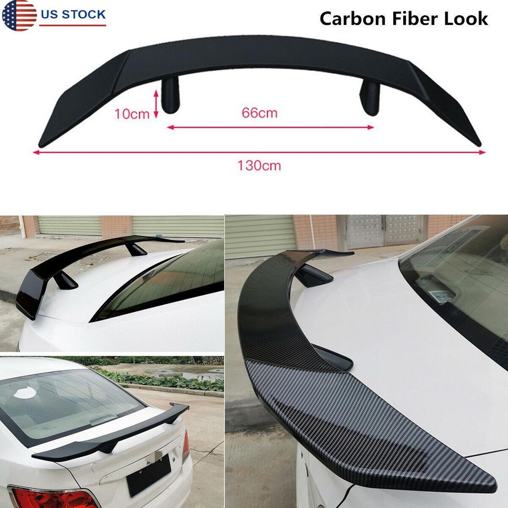 130cm Universal Sedan Rear Wing Spoiler RS Style Glossy Carbon Fiber Look US