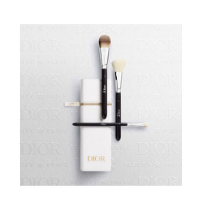Dior 3pc Makeup Brush Set No 11 16 21 with White Case Gift Card Tissue Sealed-image