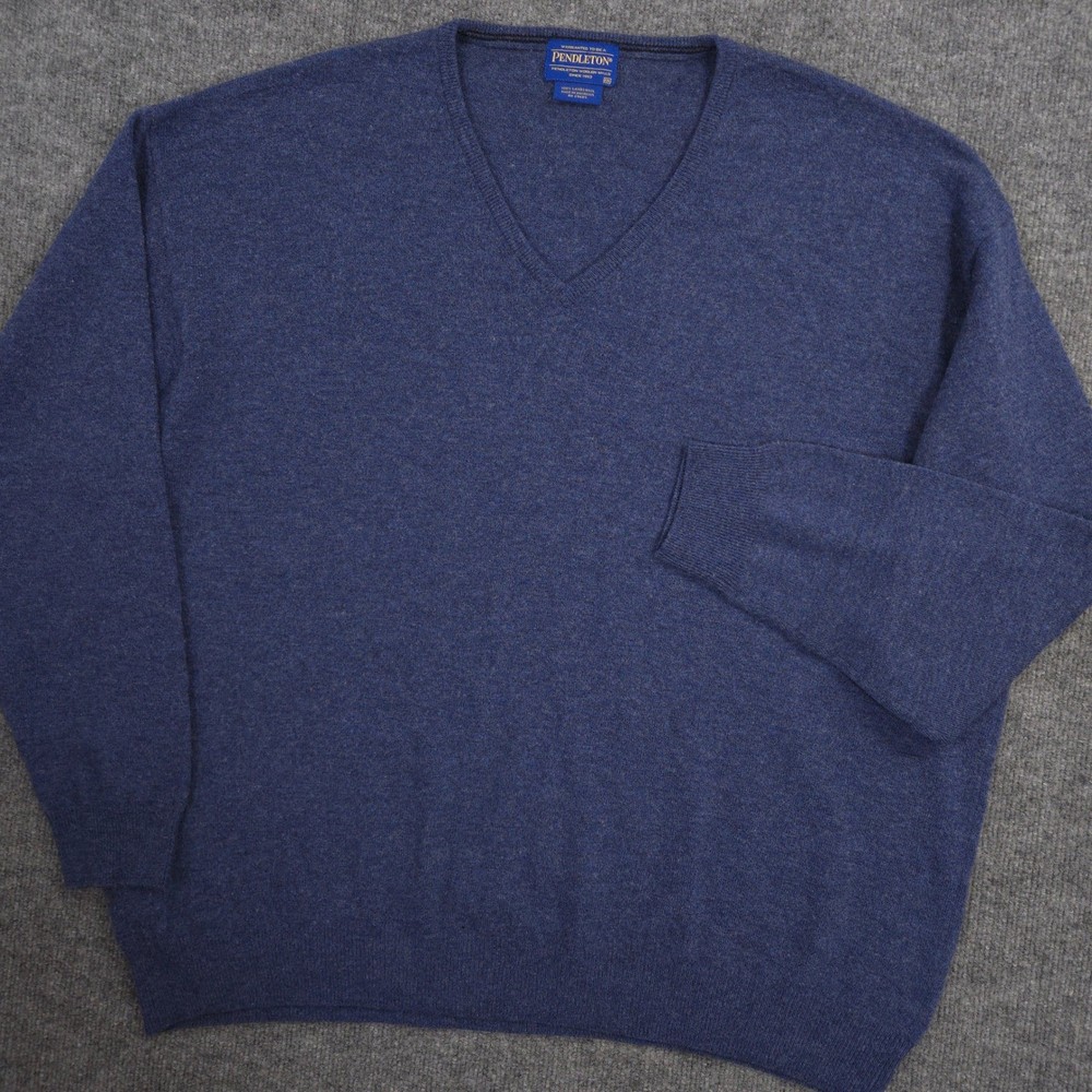 Pendleton Lambswool Sweater Mens XXL Blue V Neck Long Sleeve Pullover Outdoor