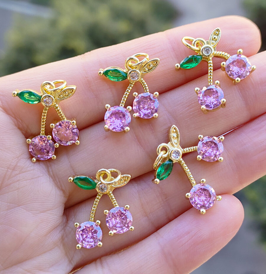 10pcs Metal Crystal cherry Pendants Magic Reiki Healing Amulet Fashion