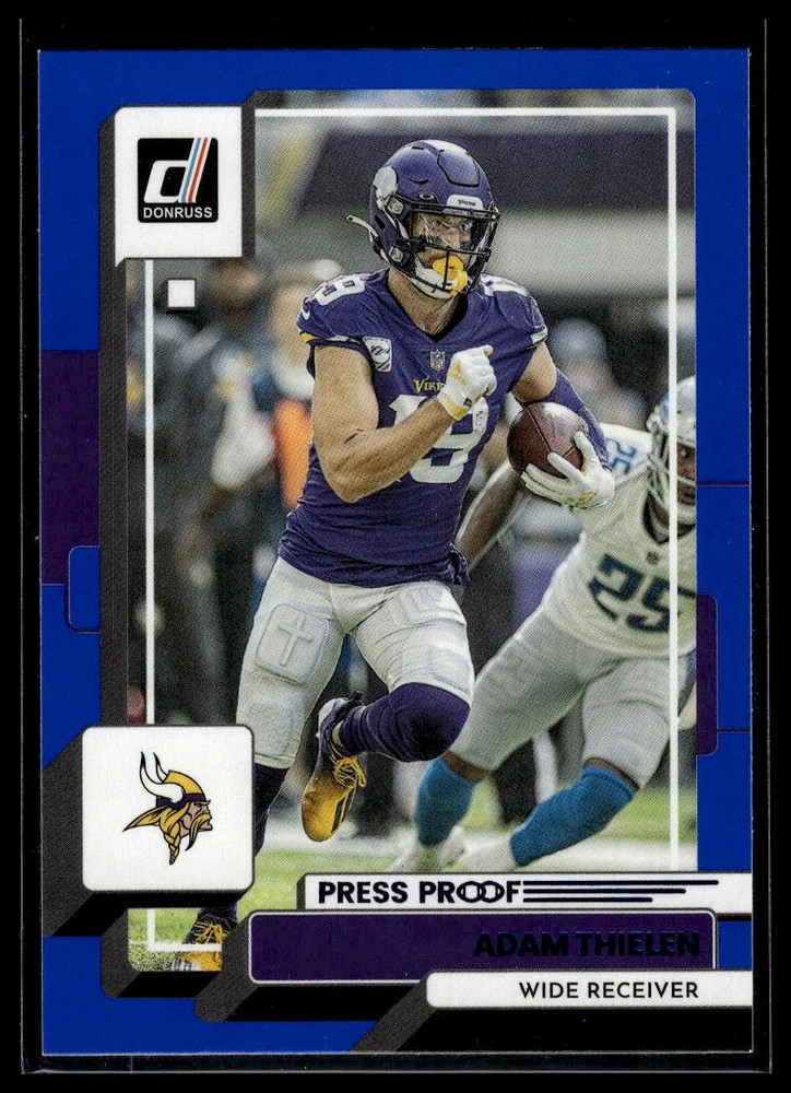 2022 Donruss Adam Thielen Blue Press Proof #104 Football Card