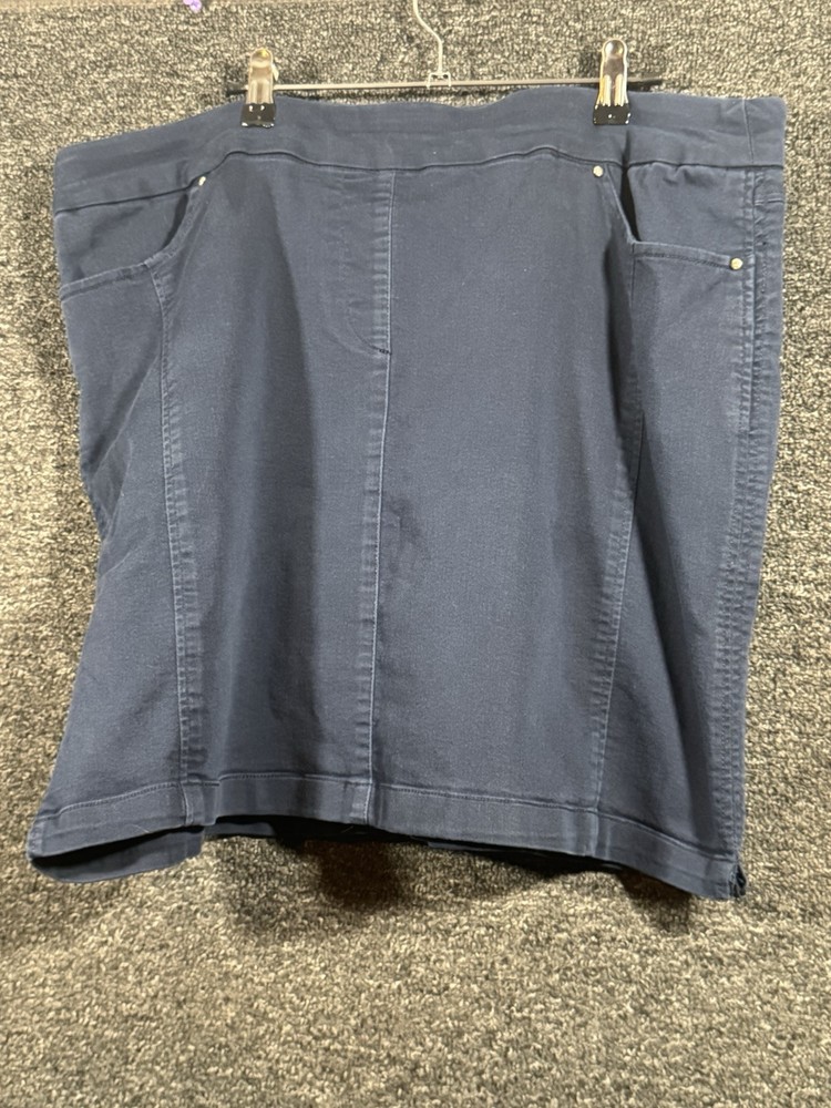 Kim Rogers Womens Plus Size 18W Dark Blue A-Line Skirt with Pockets