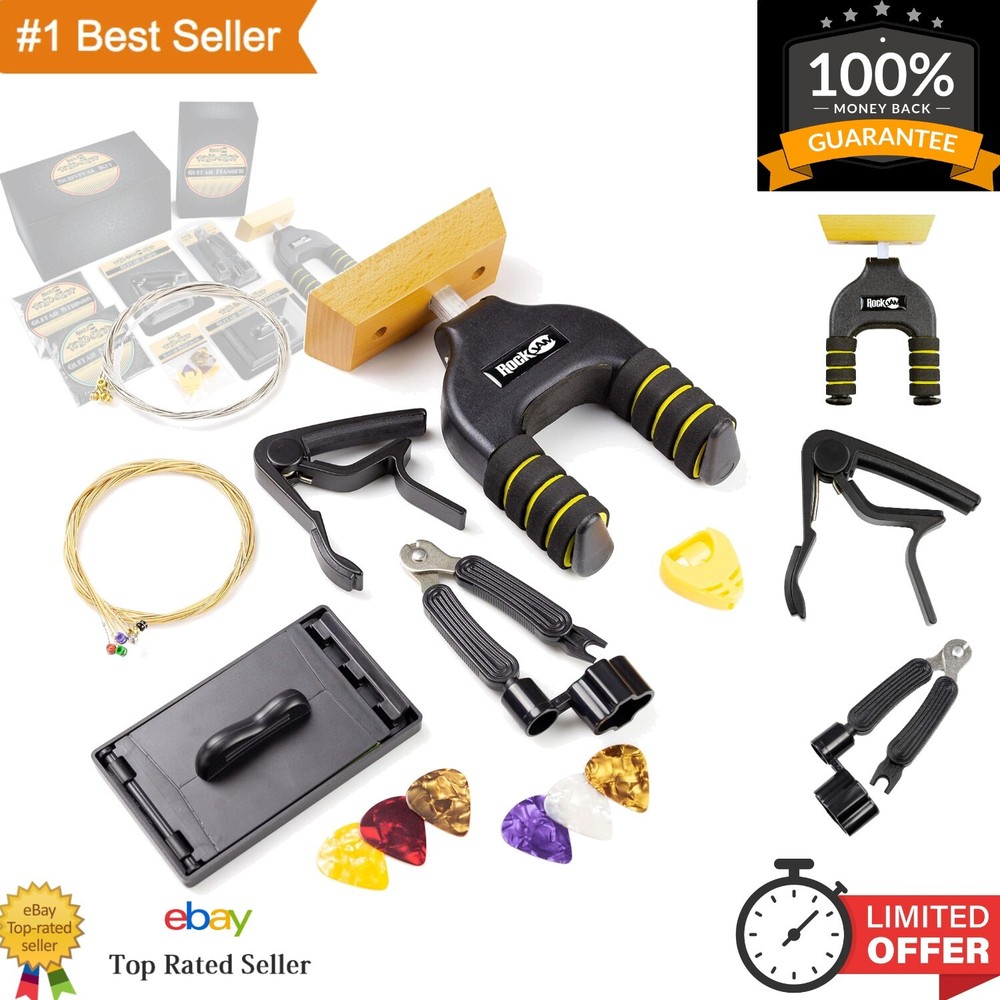 Electric & Acoustic Guitar Accessories Kit with Hanger, Tools & Guitar Lessons
