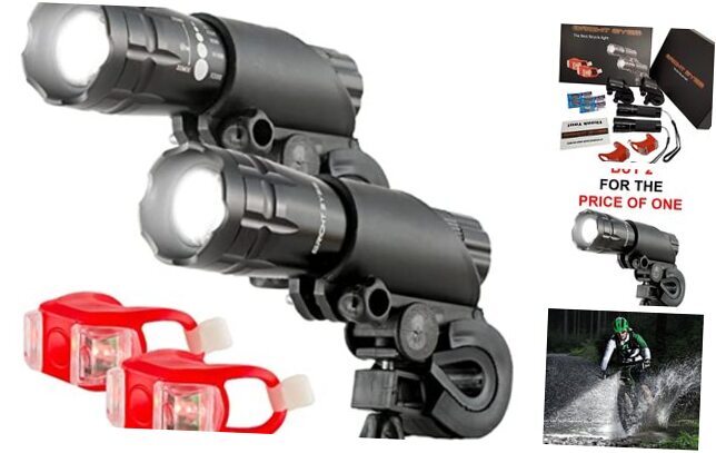 2-Pack 300 Lumen Waterproof Aluminum LED Bike Lights for Bicycles  