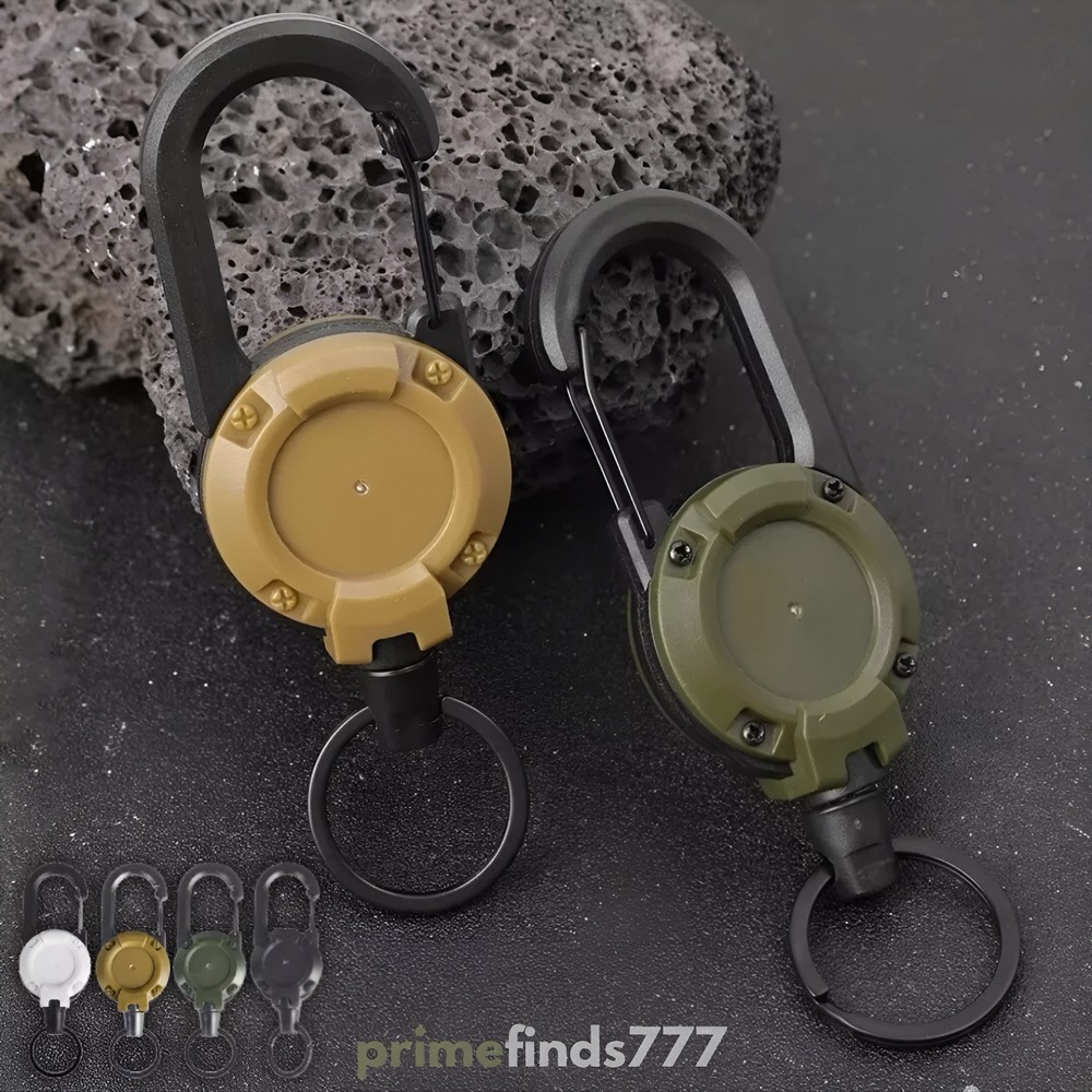 Heavy Duty Retractable Carabiner Key Chain Badge Holder Steel Cord Keychain