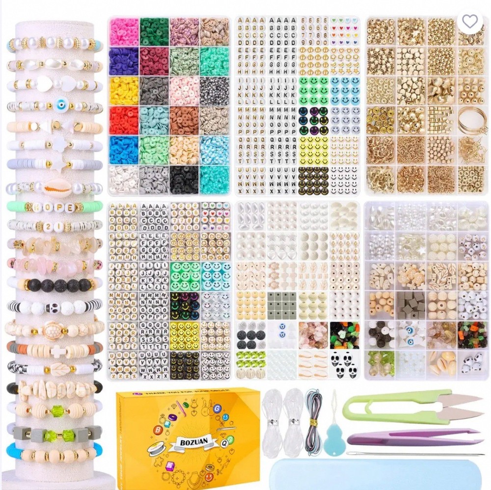 6500pcs/set Friendship Clay Beads Kit Necklace Bracelet Making Kit for Teens