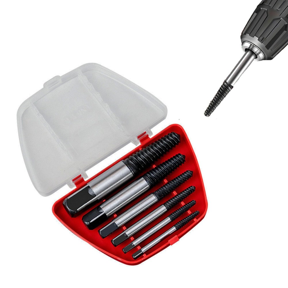 Premium 6-Piece SAE Screw Extractor Set - 35 CrMo Steel, 55-65 HRC Hardness